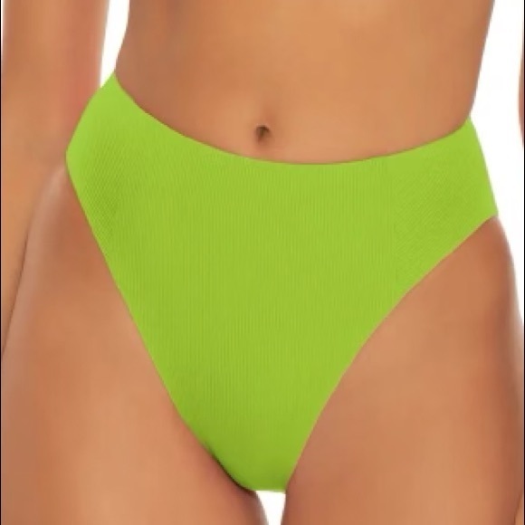 NWT Becca lime green high French cut bikini swimsuit bottoms Small free shipping - Picture 3 of 8